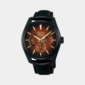 Presage Men Automatic Brown Dial Chronograph Leather Watch SPB329J1