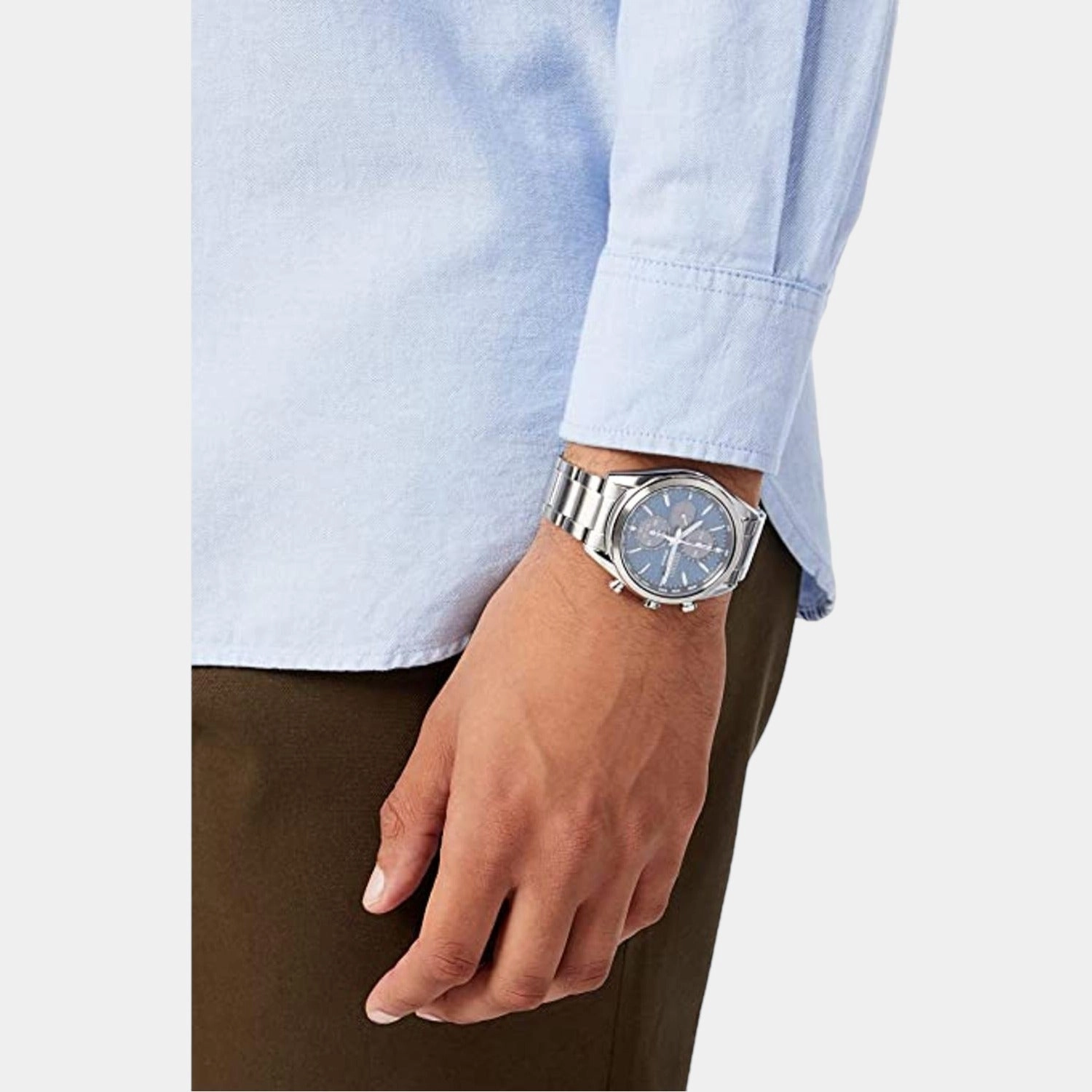 Presage Men Solar Blue Dial Chronograph Stainless Steel Watch SSC801P1
