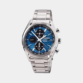 Presage Men Solar Blue Dial Chronograph Stainless Steel Watch SSC801P1