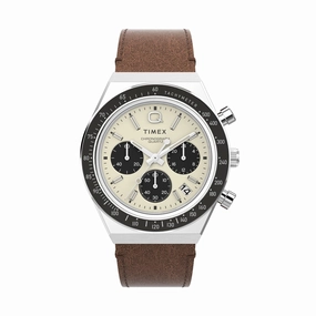 Q Timex Chronograph 40mm Leather Band