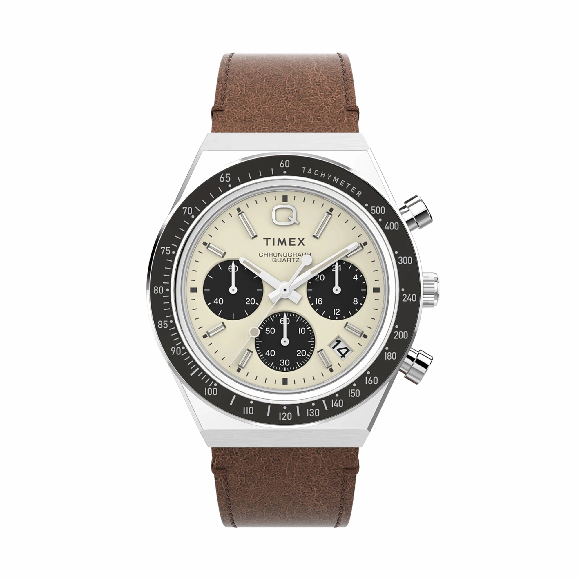 Q Timex Chronograph 40mm Leather Band