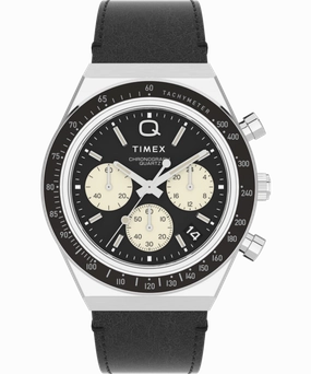 Q Timex Chronograph 40mm Leather Strap Watch TW2V42700