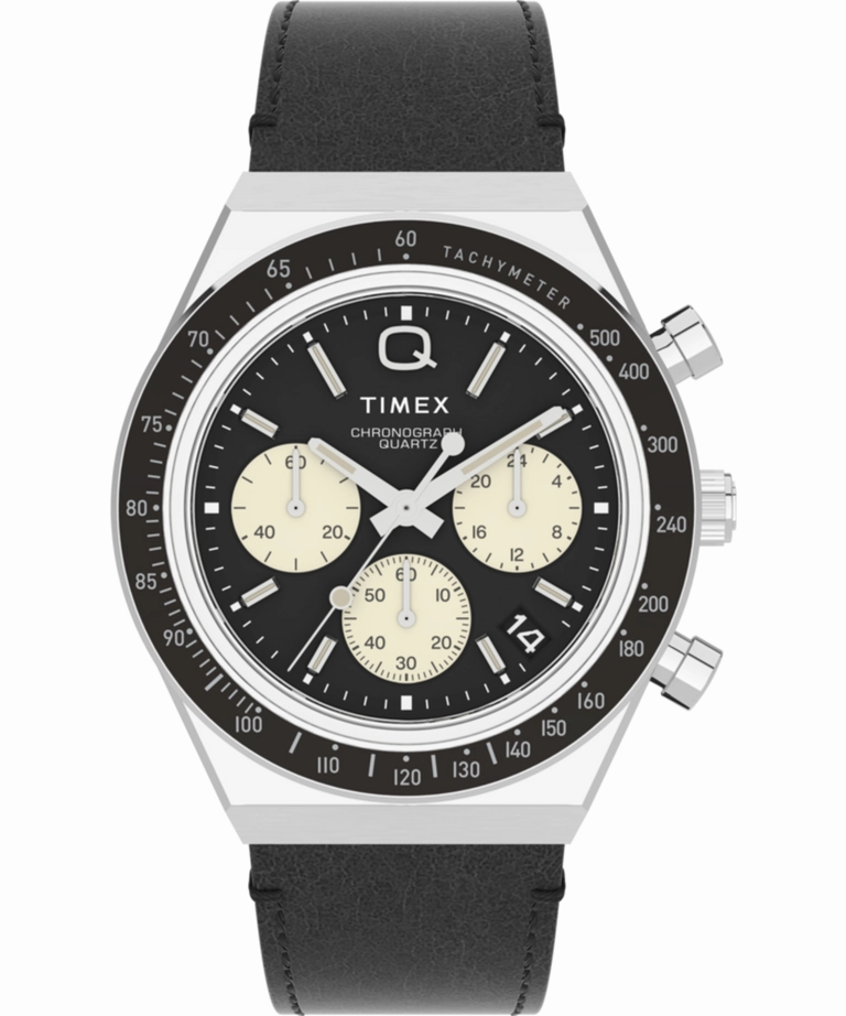 Q Timex Chronograph 40mm Leather Strap Watch TW2V42700