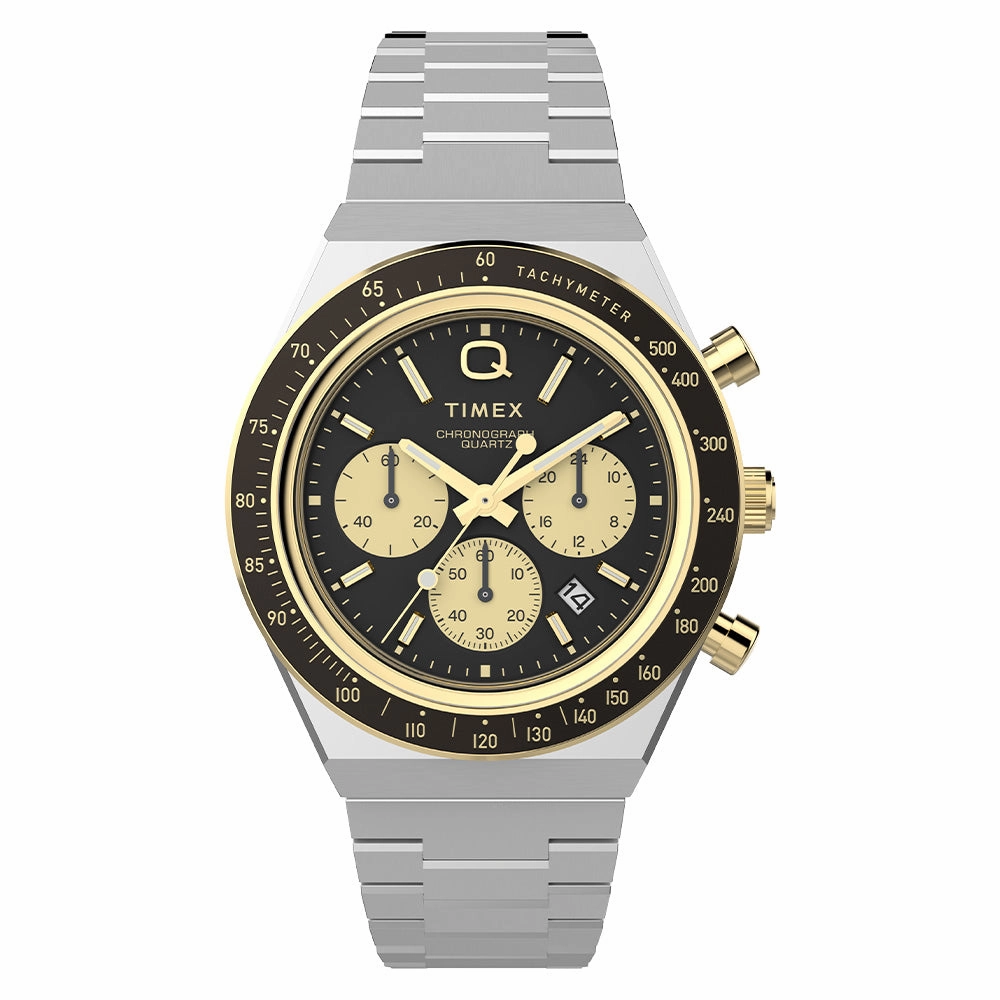 Q Timex Chronograph 40mm Stainless Steel Band