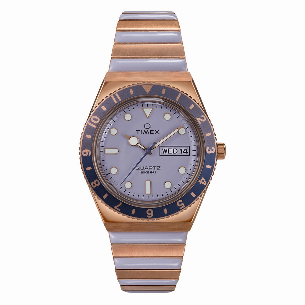 Q Timex Day-Date 36mm Stainless Steel Band