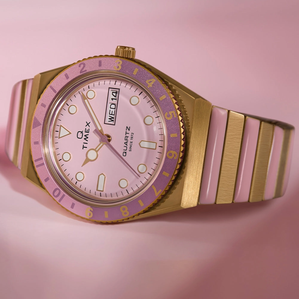 Q Timex Day-Date 36mm Stainless Steel Band