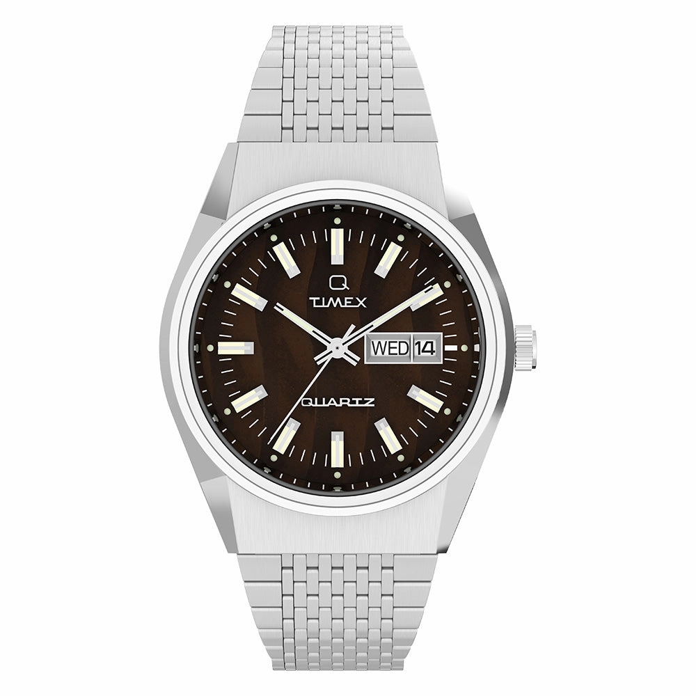 Q Timex Day-Date 38mm Stainless Steel Band