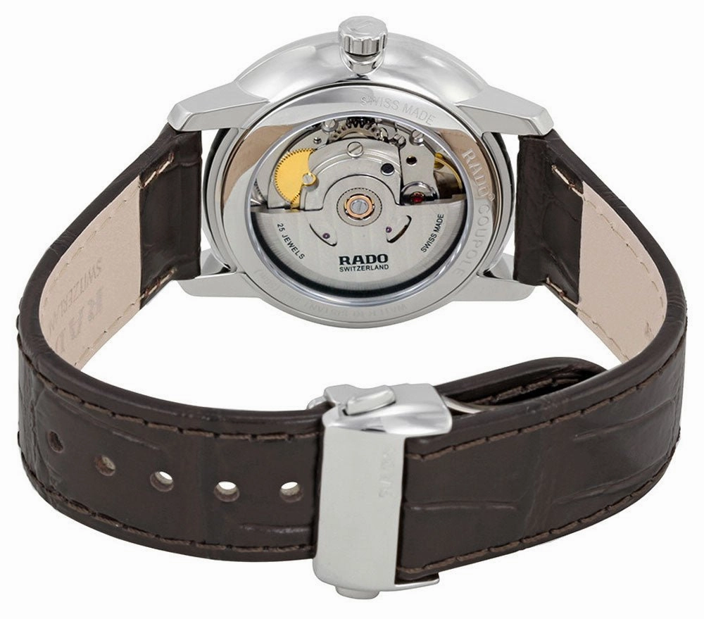 Rado Coupole Classic L Silver Dial Brown Leather Strap Automatic Mens Watch R22860725