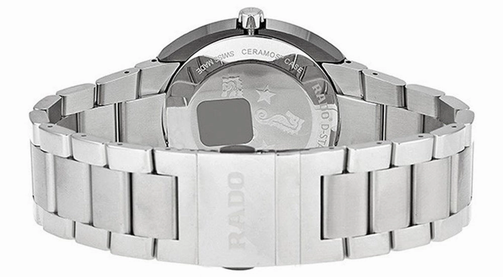 Rado D-Star XL Ceramos Quartz Analog Light Silver Dial Date Steel Men's Dress Watch R15943123