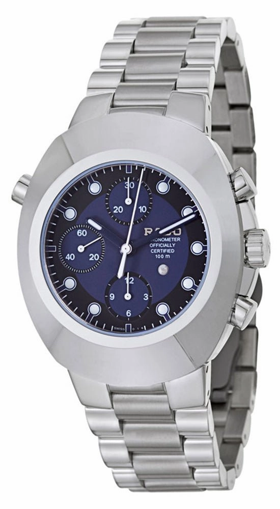 Rado Original Stainless Steel COSC Automatic Chronograph Blue Black Dial Mens Watch R12694163