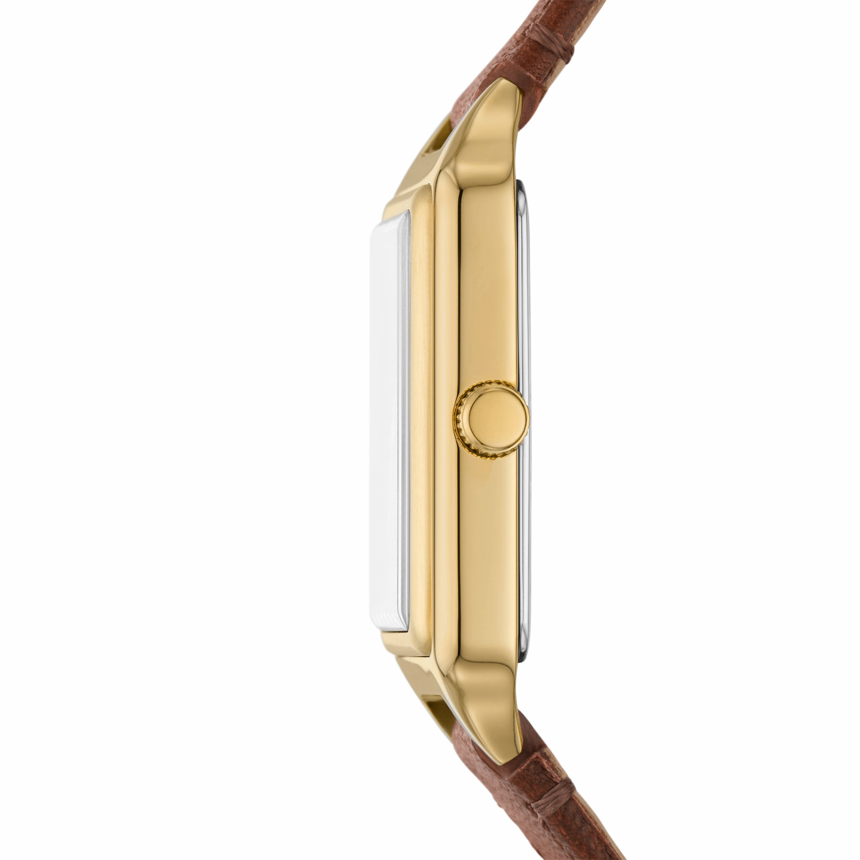 Raquel Three-Hand Date Medium Brown LiteHide? Leather Watch