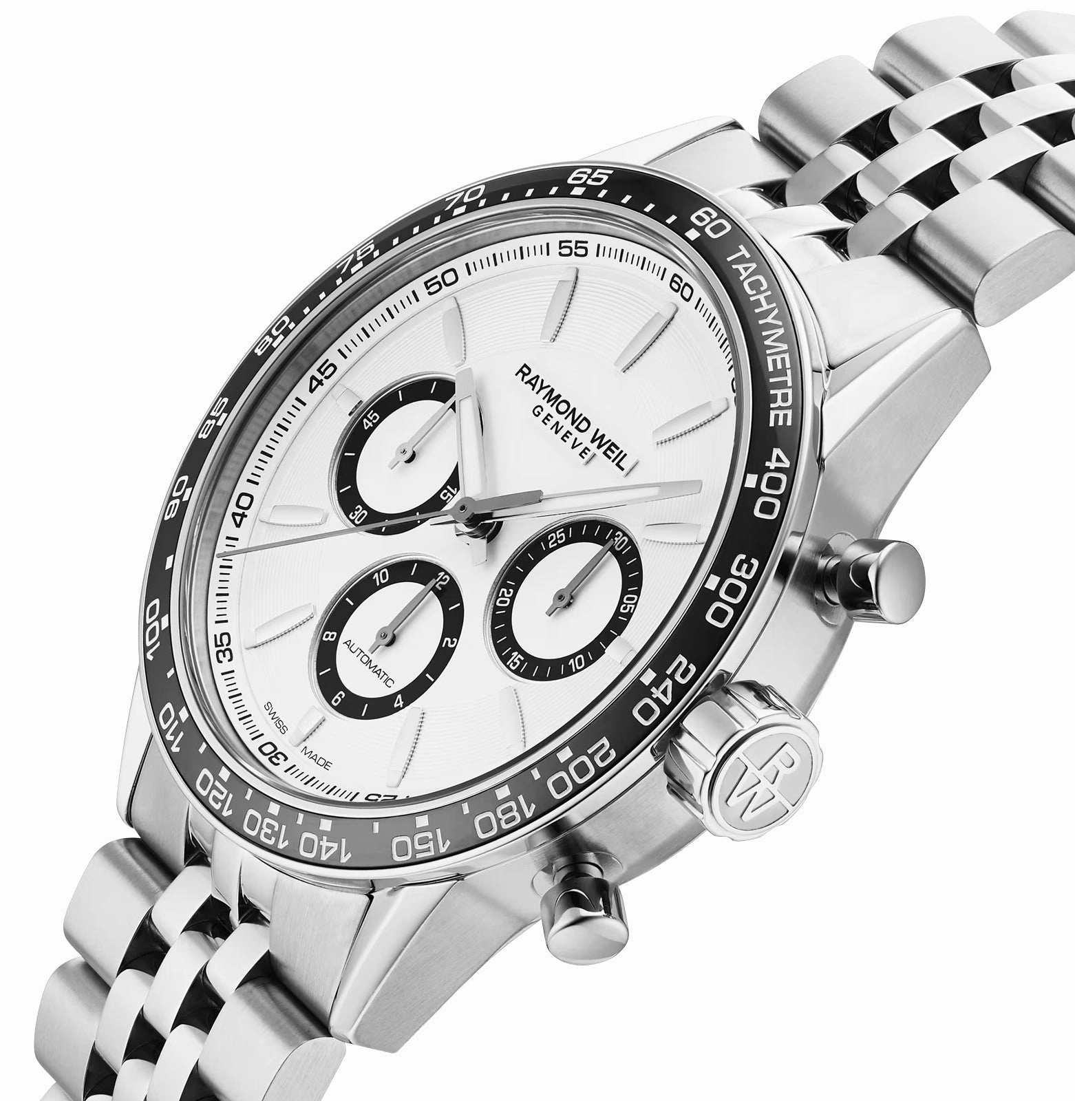 Raymond Weil Freelancer Automatic Chronograph Stainless Steel White Dial Mens Watch 7741-ST1-30021
