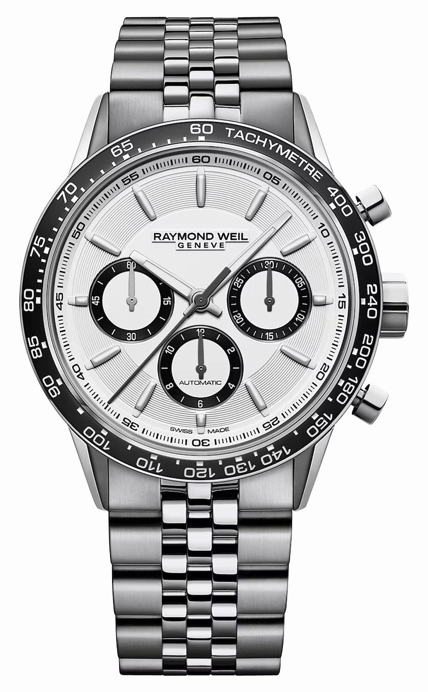 Raymond Weil Freelancer Automatic Chronograph Stainless Steel White Dial Mens Watch 7741-ST1-30021