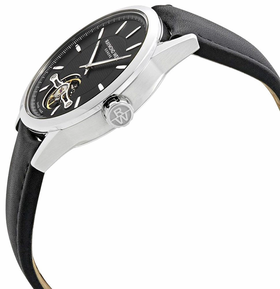 Raymond Weil Freelancer Automatic Stainless Steel Black Dial Black Leather Strap Mens Watch 2780-STC-20001