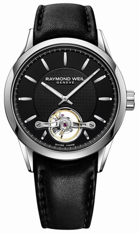 Raymond Weil Freelancer Automatic Stainless Steel Black Dial Black Leather Strap Mens Watch 2780-STC-20001