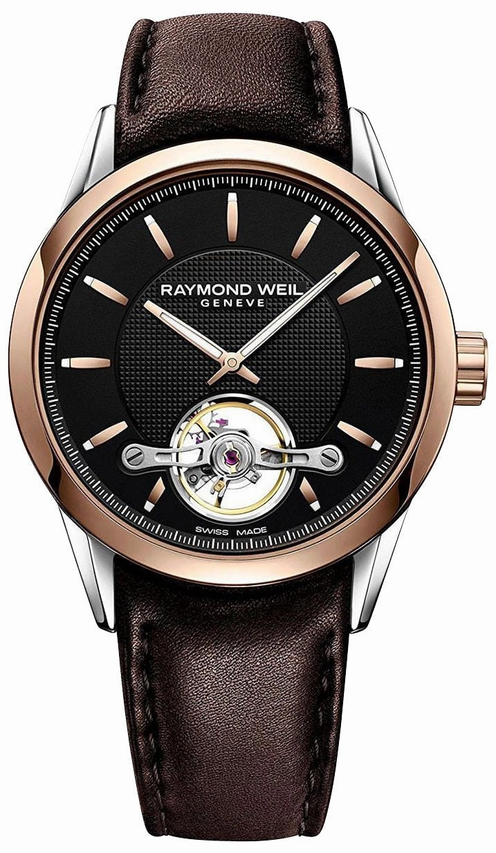 Raymond Weil Freelancer Automatic Two-Tone Stainless Steel Black Dial Brown Leather Strap Mens Watch 2780-SC5-20001