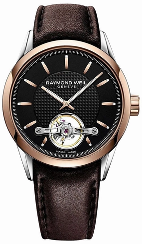Raymond Weil Freelancer Automatic Two-Tone Stainless Steel Black Dial Brown Leather Strap Mens Watch 2780-SC5-20001
