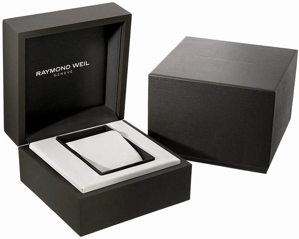 Raymond Weil Maestro Automatic Steel Black Leather Mens Strap Watch Silver Dial 2827-STC-65001