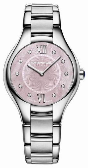 Raymond Weil Noemia Stainless Steel Pink Mother-of-Pearl Dial Diamonds Quartz Womens Watch 5132-ST-00986