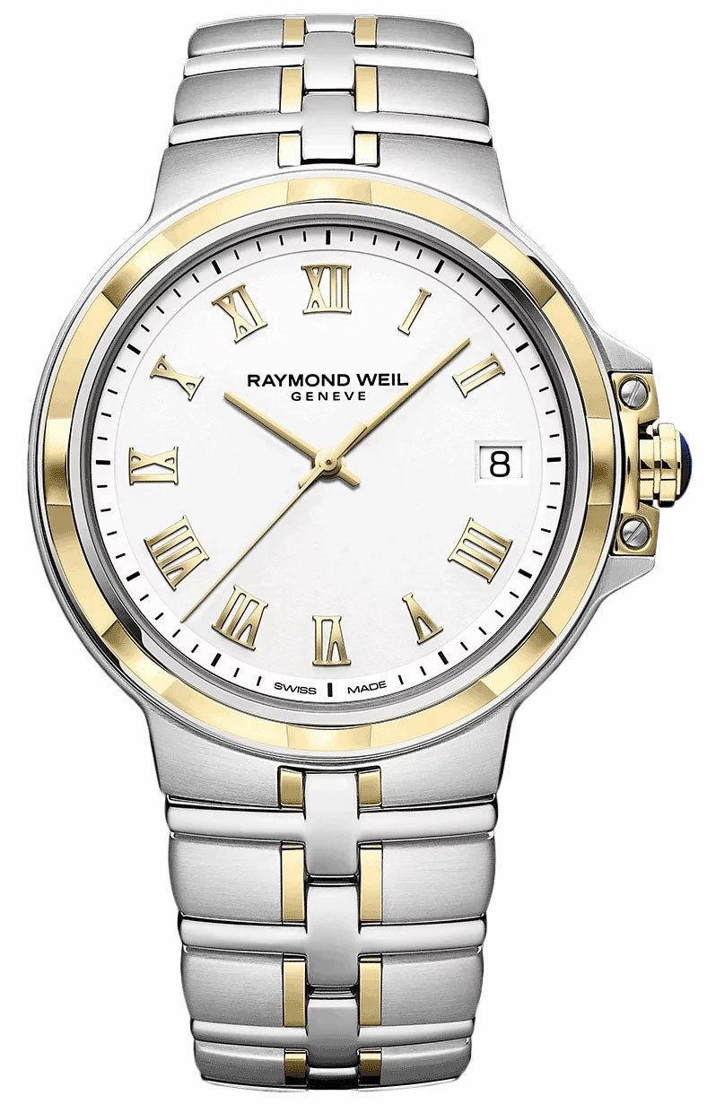 Raymond Weil Parsifal Two-Tone Stainless Steel White Dial Date Quartz Mens Watch 5580-STP-00308