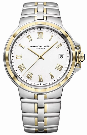Raymond Weil Parsifal Two-Tone Stainless Steel White Dial Date Quartz Mens Watch 5580-STP-00308