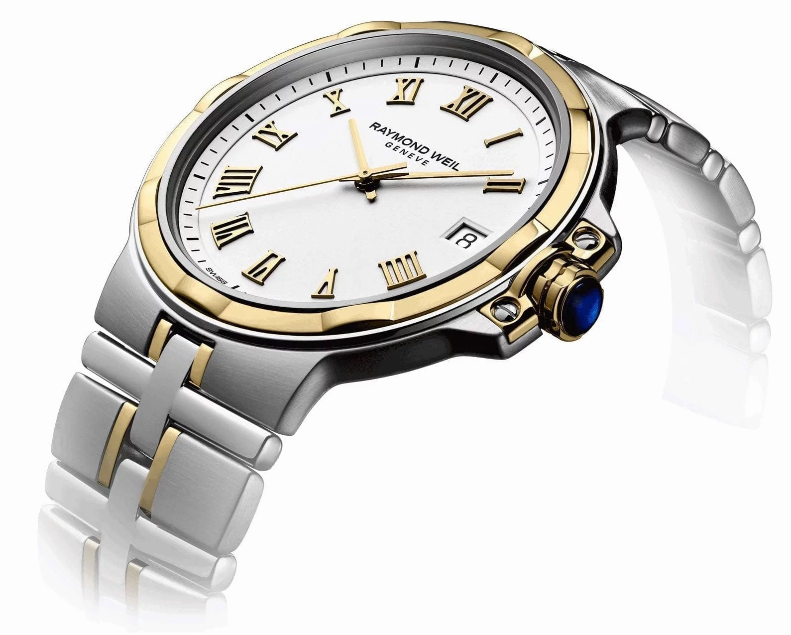 Raymond Weil Parsifal Two-Tone Stainless Steel White Dial Date Quartz Mens Watch 5580-STP-00308