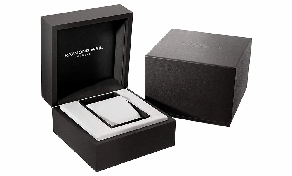 Raymond Weil Toccata Quartz White Dial Date Black Leather Mens Watch 5488-STC-00300