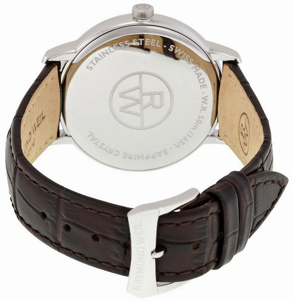 Raymond Weil Toccata Stainless Steel Silver Dial Date Brown Leather Strap Mens Watch 5488-SL5-65001