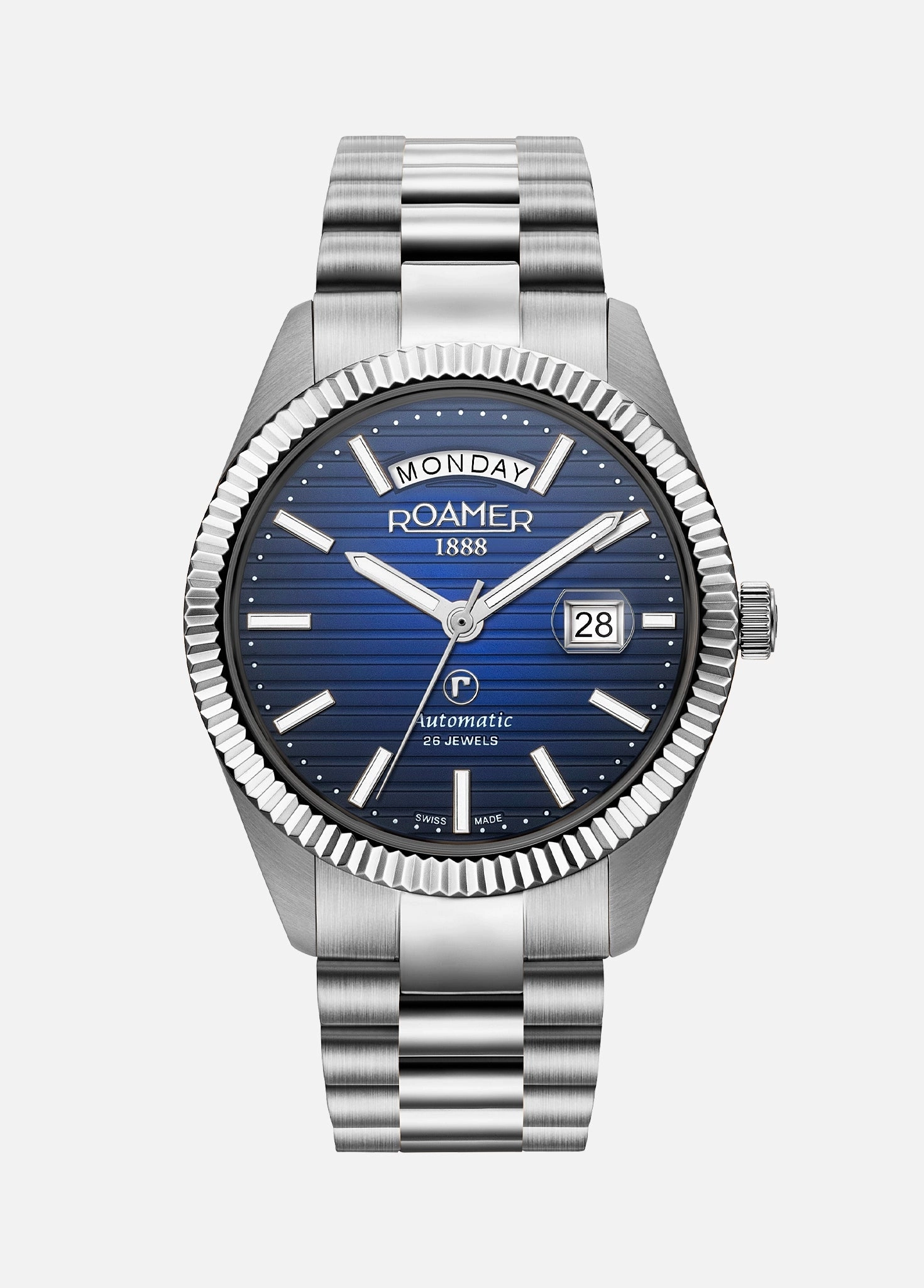 Roamer -  981666 41 45 50 - PRIMELINE DAYDATE II Automatic Stainless Steel Watch for Men's