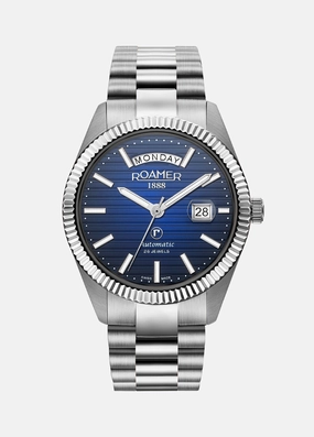 Roamer -  981666 41 45 50 - PRIMELINE DAYDATE II Automatic Stainless Steel Watch for Men's