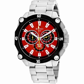 Roberto Bianci Men's Watch - Enzo Quartz Red Dial Stainless Steel Bracelet | RB71010