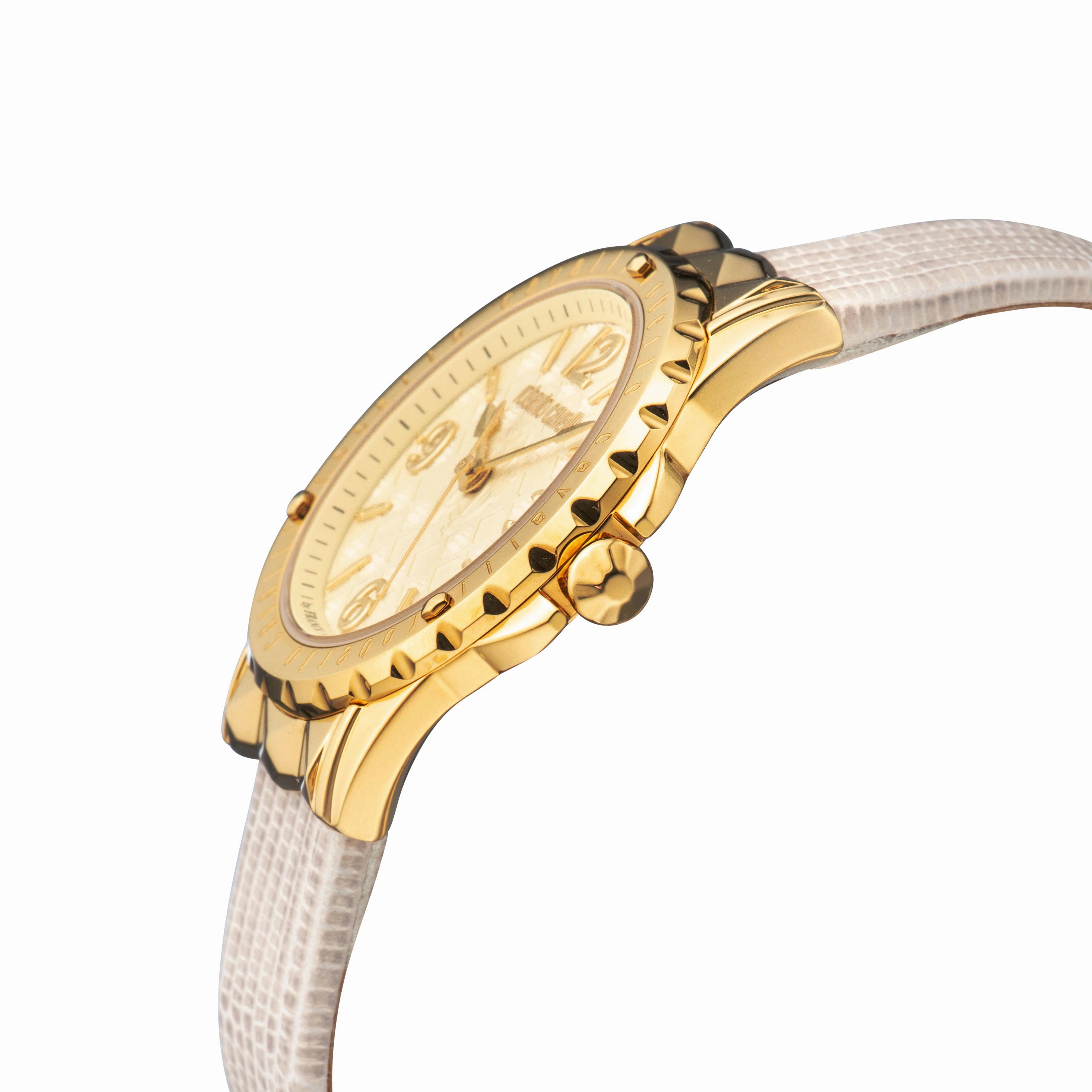 Roberto Cavalli Women's Champagne Dial Beige Leather Watch