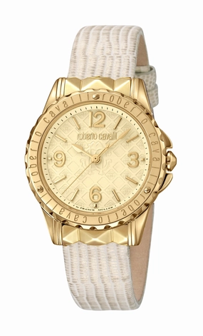 Roberto Cavalli Women's Champagne Dial Beige Leather Watch