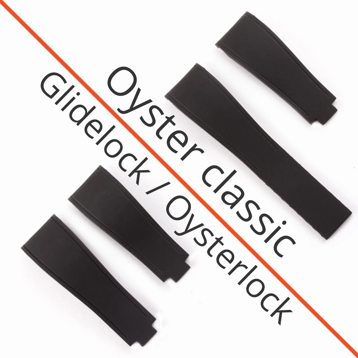 Rolex - R Strap high end leather watchband - Contrasted black alligator (blue, brown, grey...)