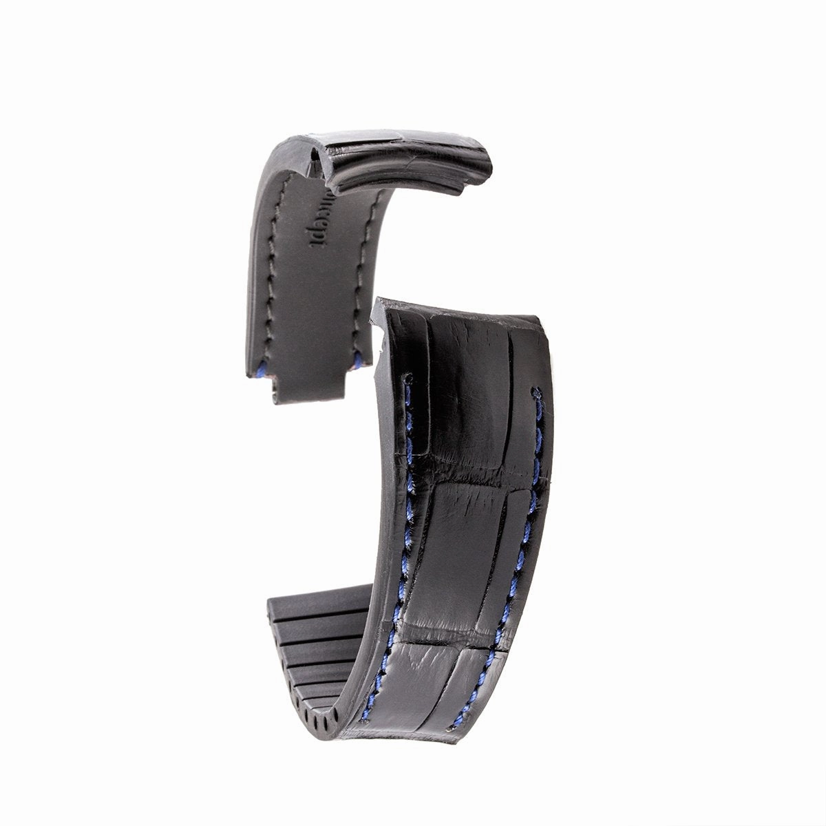 Rolex - R Strap high end leather watchband - Contrasted black alligator (blue, brown, grey...)