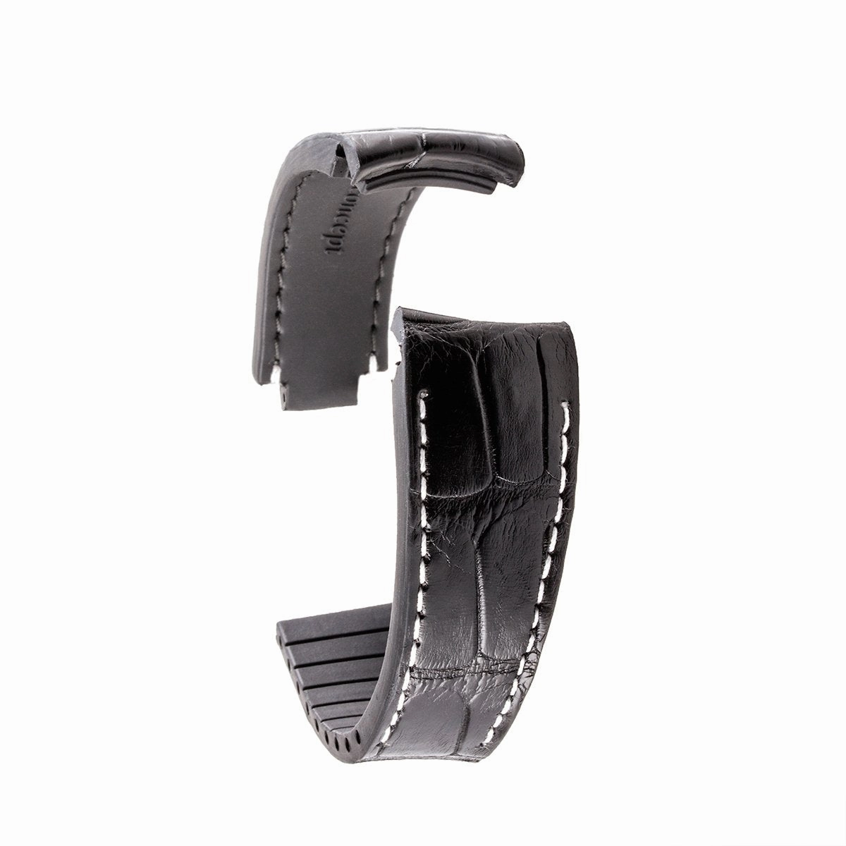 Rolex - R Strap high end leather watchband - Contrasted black alligator (blue, brown, grey...)