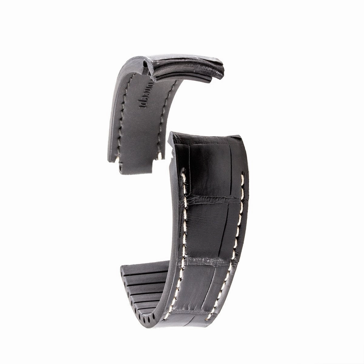 Rolex - R Strap high end leather watchband - Contrasted black alligator (blue, brown, grey...)