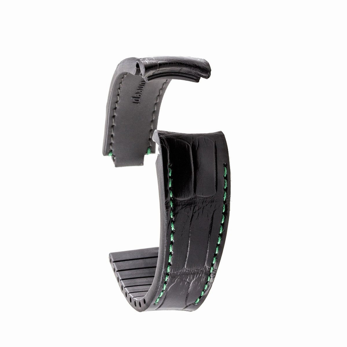 Rolex - R Strap high end leather watchband - Contrasted black alligator (blue, brown, grey...)