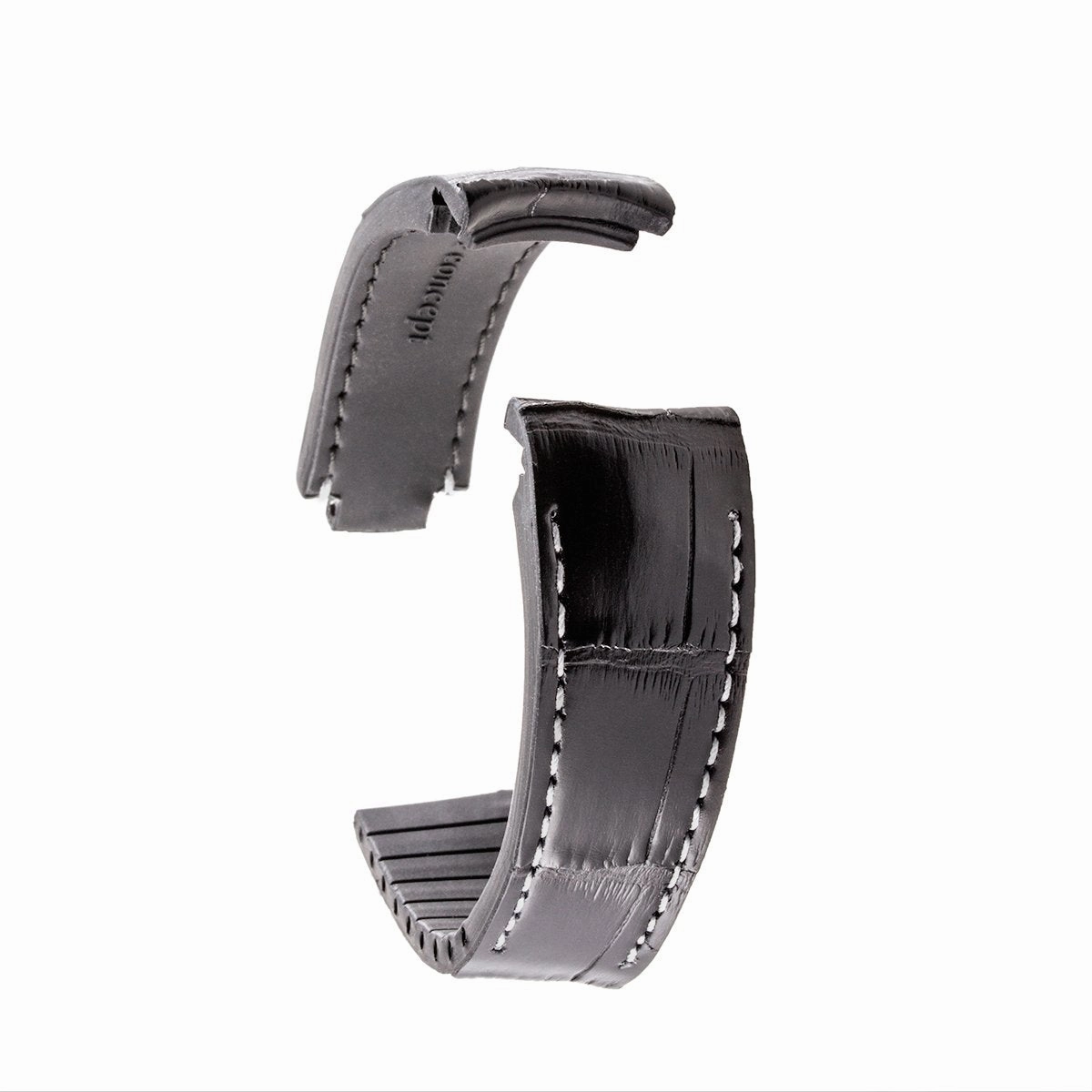 Rolex - R Strap high end leather watchband - Contrasted black alligator (blue, brown, grey...)