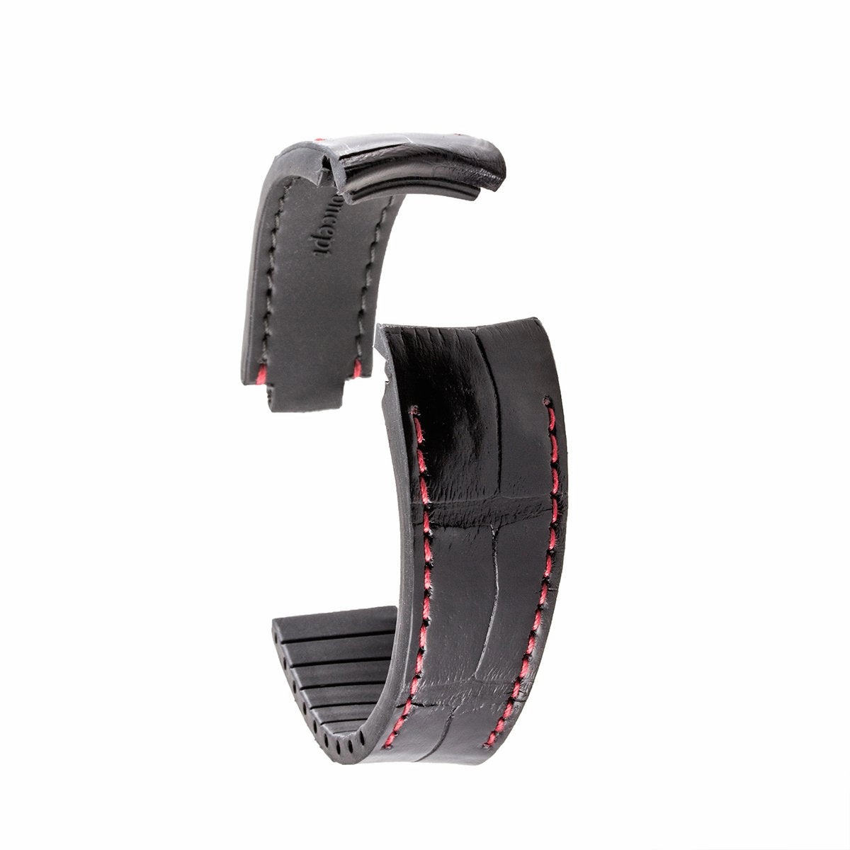 Rolex - R Strap high end leather watchband - Contrasted black alligator (blue, brown, grey...)