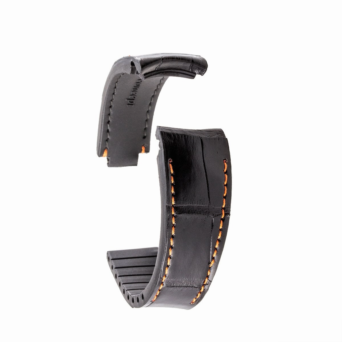Rolex - R Strap high end leather watchband - Contrasted black alligator (blue, brown, grey...)