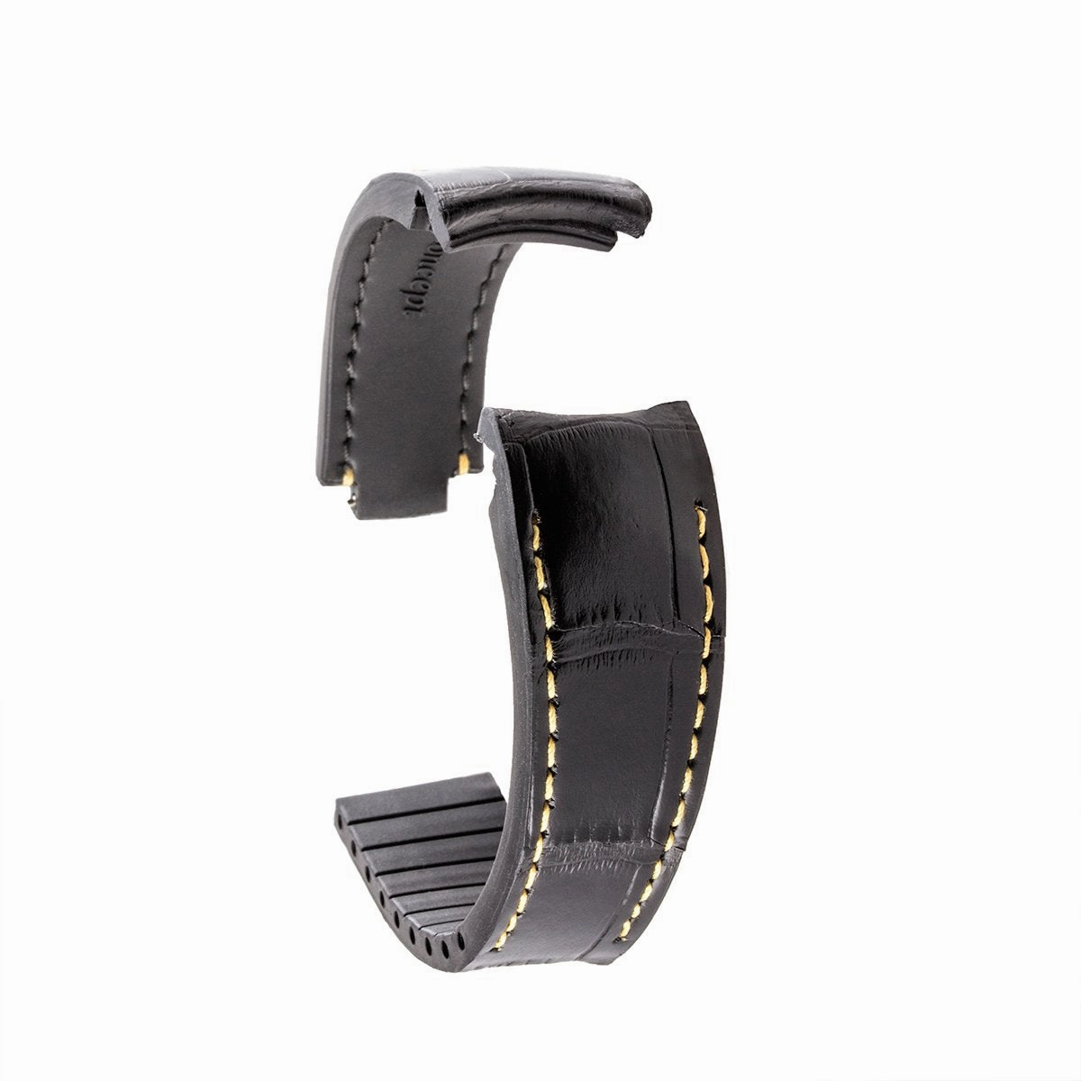 Rolex - R Strap high end leather watchband - Contrasted black alligator (blue, brown, grey...)