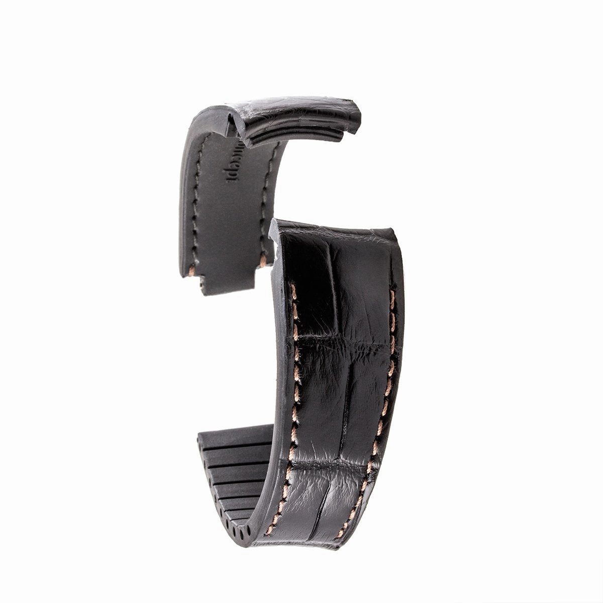 Rolex - R Strap high end leather watchband - Contrasted black alligator (blue, brown, grey...)