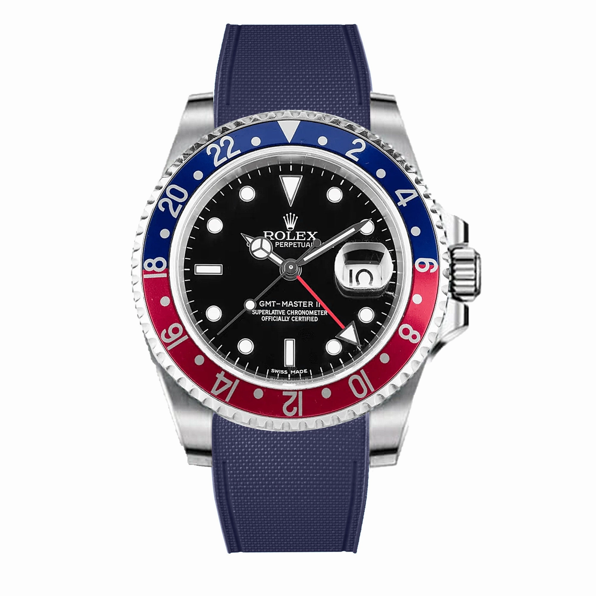Rolex - R Strap Premium  Cordura pattern rubber watch band for GMT Master II non-ceramic & Jubilee strap