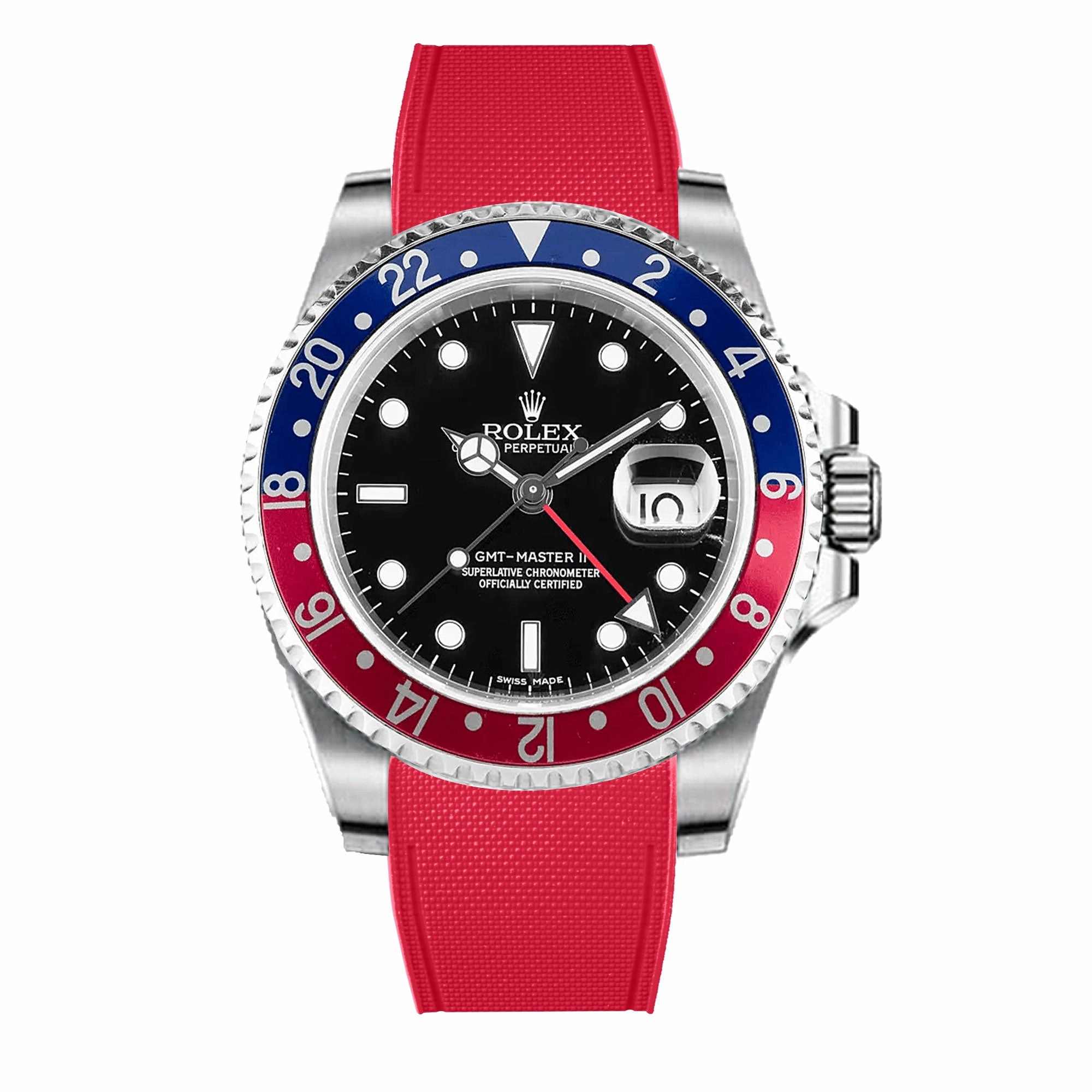 Rolex - R Strap Premium  Cordura pattern rubber watch band for GMT Master II non-ceramic & Jubilee strap