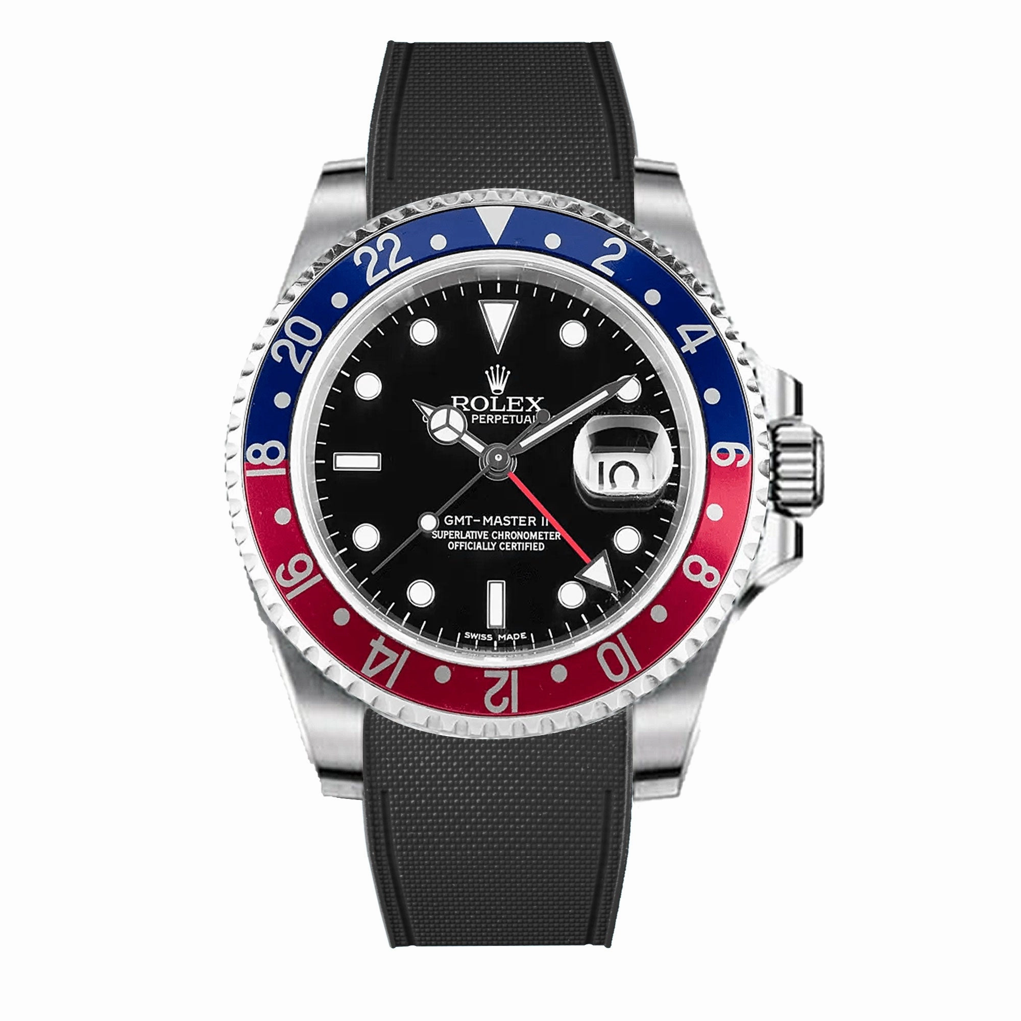 Rolex - R Strap Premium  Cordura pattern rubber watch band for GMT Master II non-ceramic & Jubilee strap