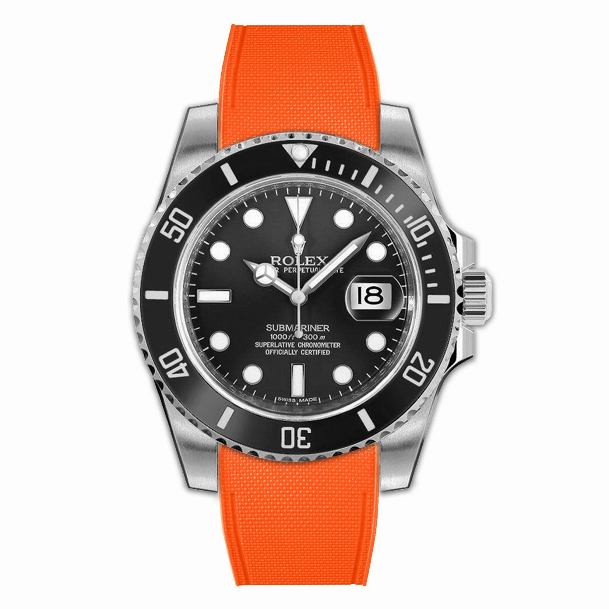 Rolex - R Strap Premium  Cordura pattern rubber watch band for Submariner 40mm (pre 2010) non-ceramic & Oyster clasp.