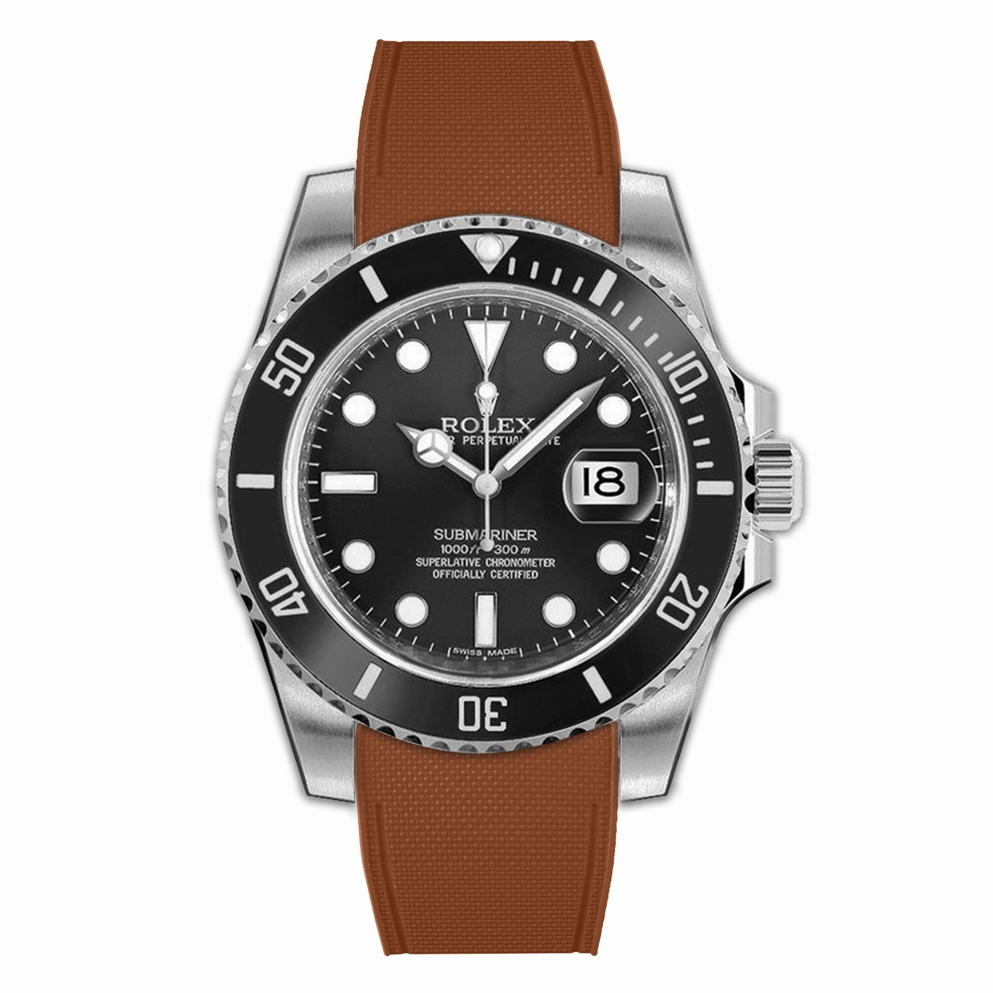 Rolex - R Strap Premium  Cordura pattern rubber watch band for Submariner 40mm (pre 2010) non-ceramic & Oyster clasp.