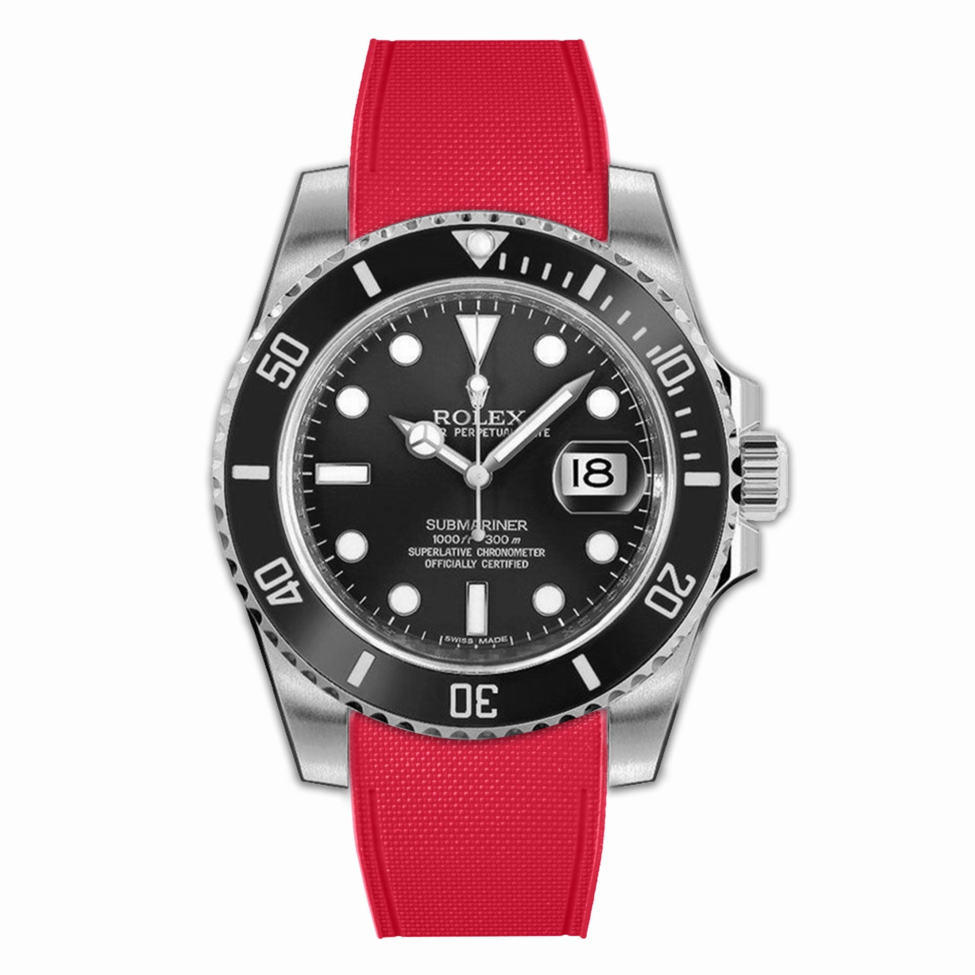 Rolex - R Strap Premium  Cordura pattern rubber watch band for Submariner 40mm (pre 2010) non-ceramic & Oyster clasp.