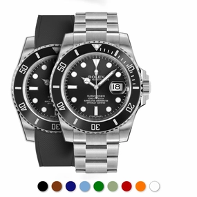 Rolex - R Strap Premium  Cordura pattern rubber watch band for Submariner 40mm (pre 2010) non-ceramic & Oyster clasp.
